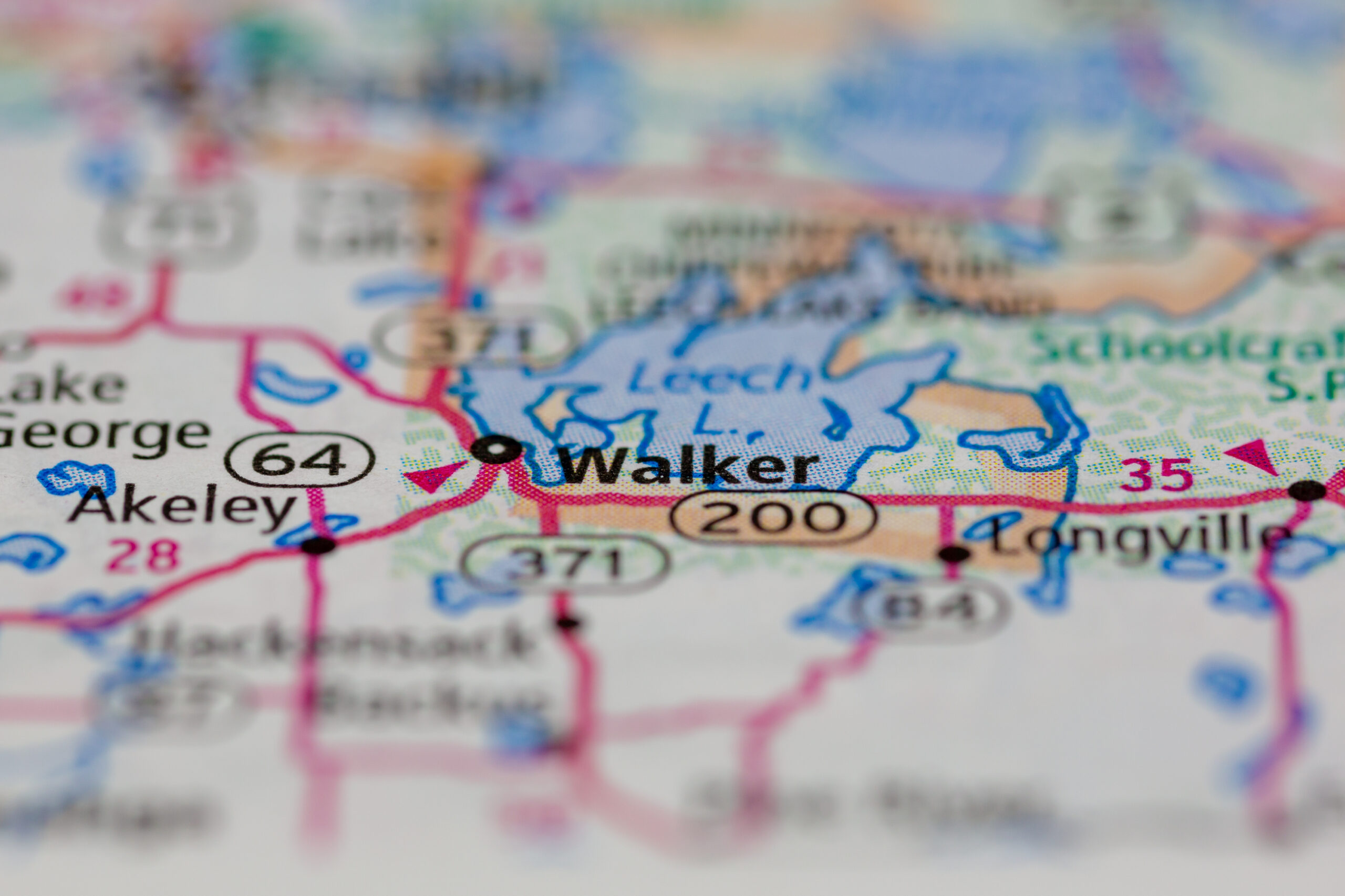 map of leech lake with walker highlighted