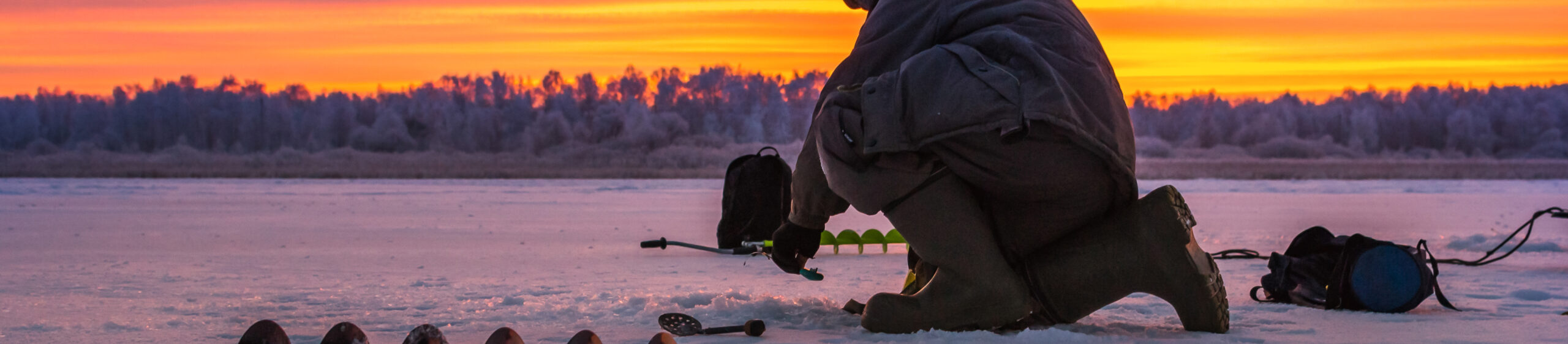 winter sport, winter fishing fishing outside on the ice