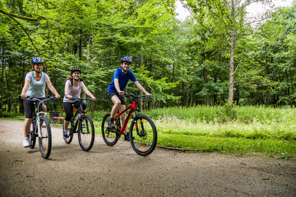 Family makes use of well groomed bike trails