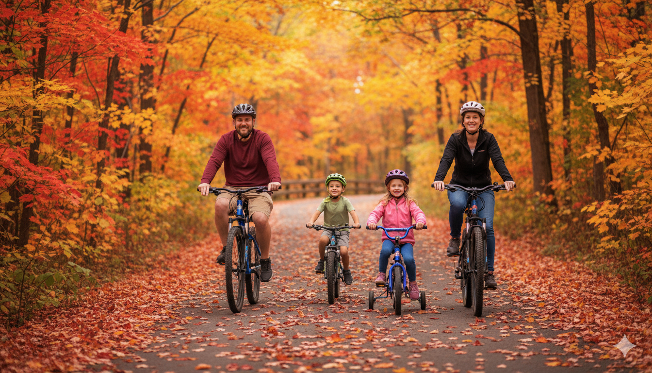 Family biking in Walker, MN